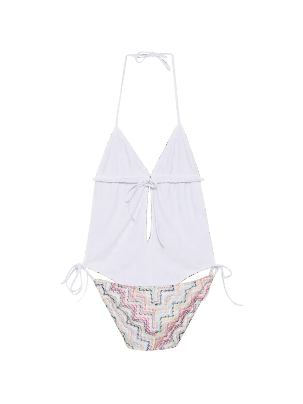 Missoni Badpak met halternek en zigzag-patroon Wit
