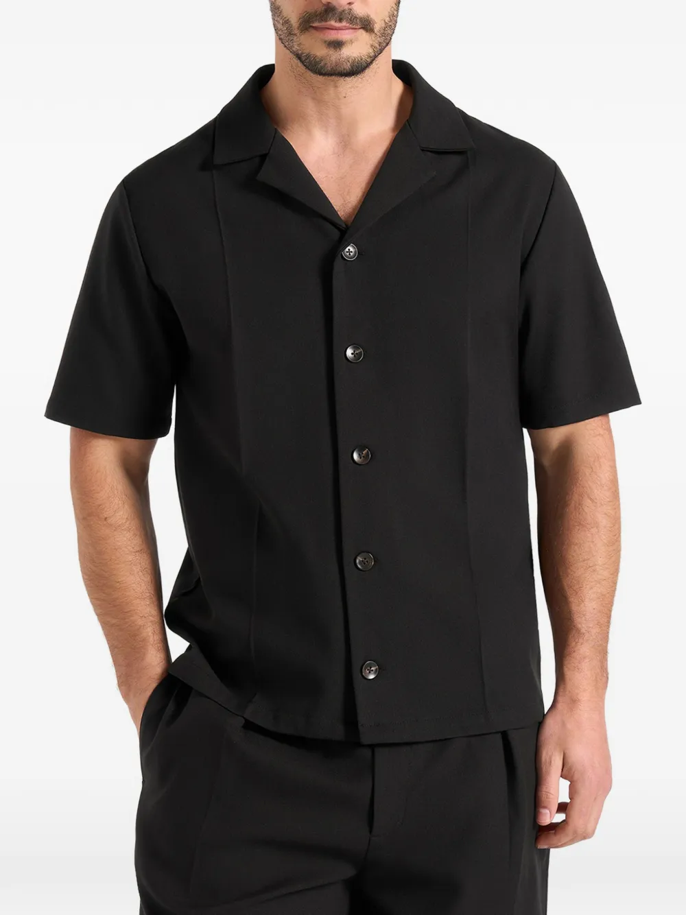 Manière De Voir Felix overhemd met gekreukt effect Zwart