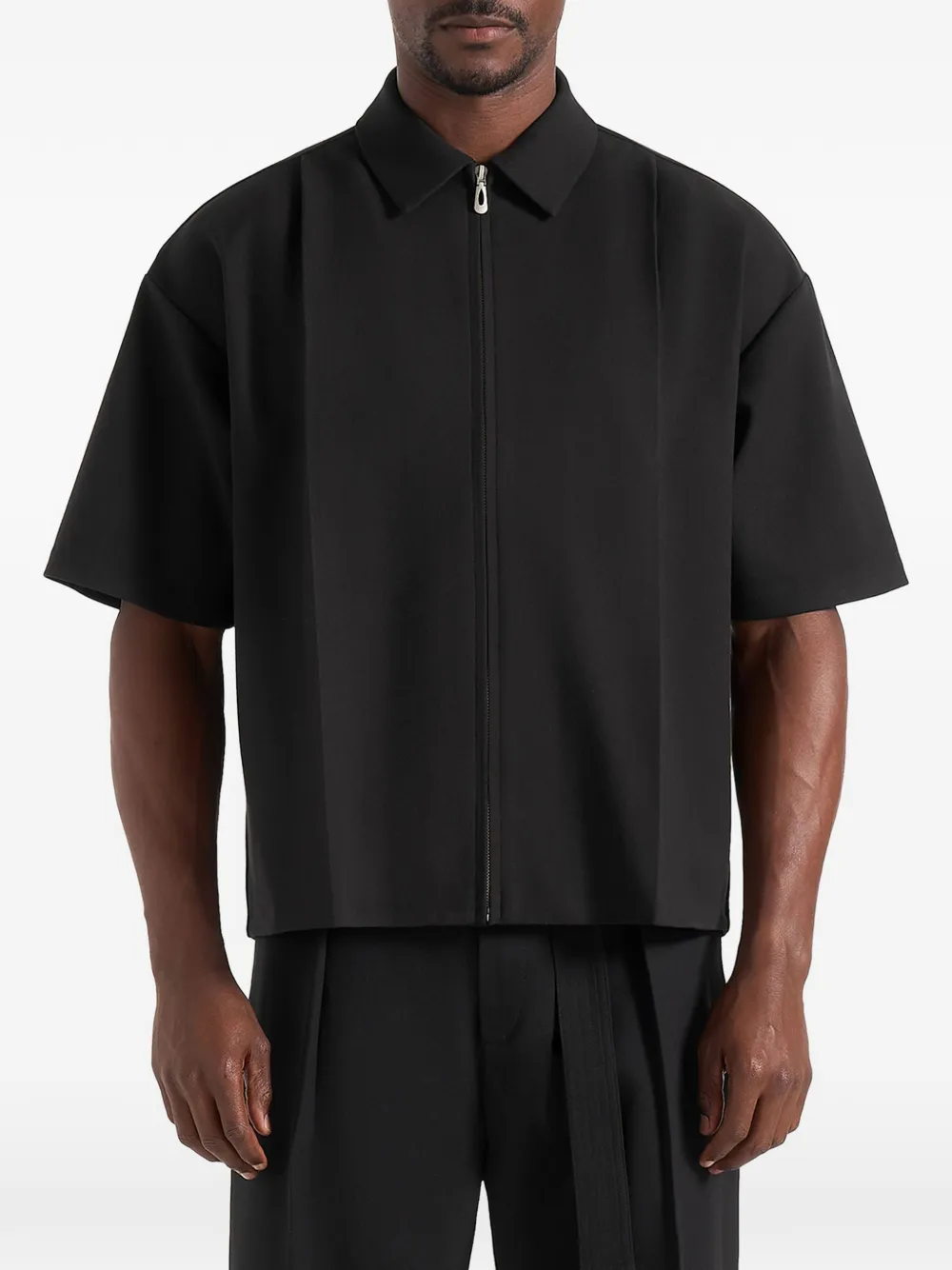Manière De Voir Aven boxy crease-detail shirt - Schwarz
