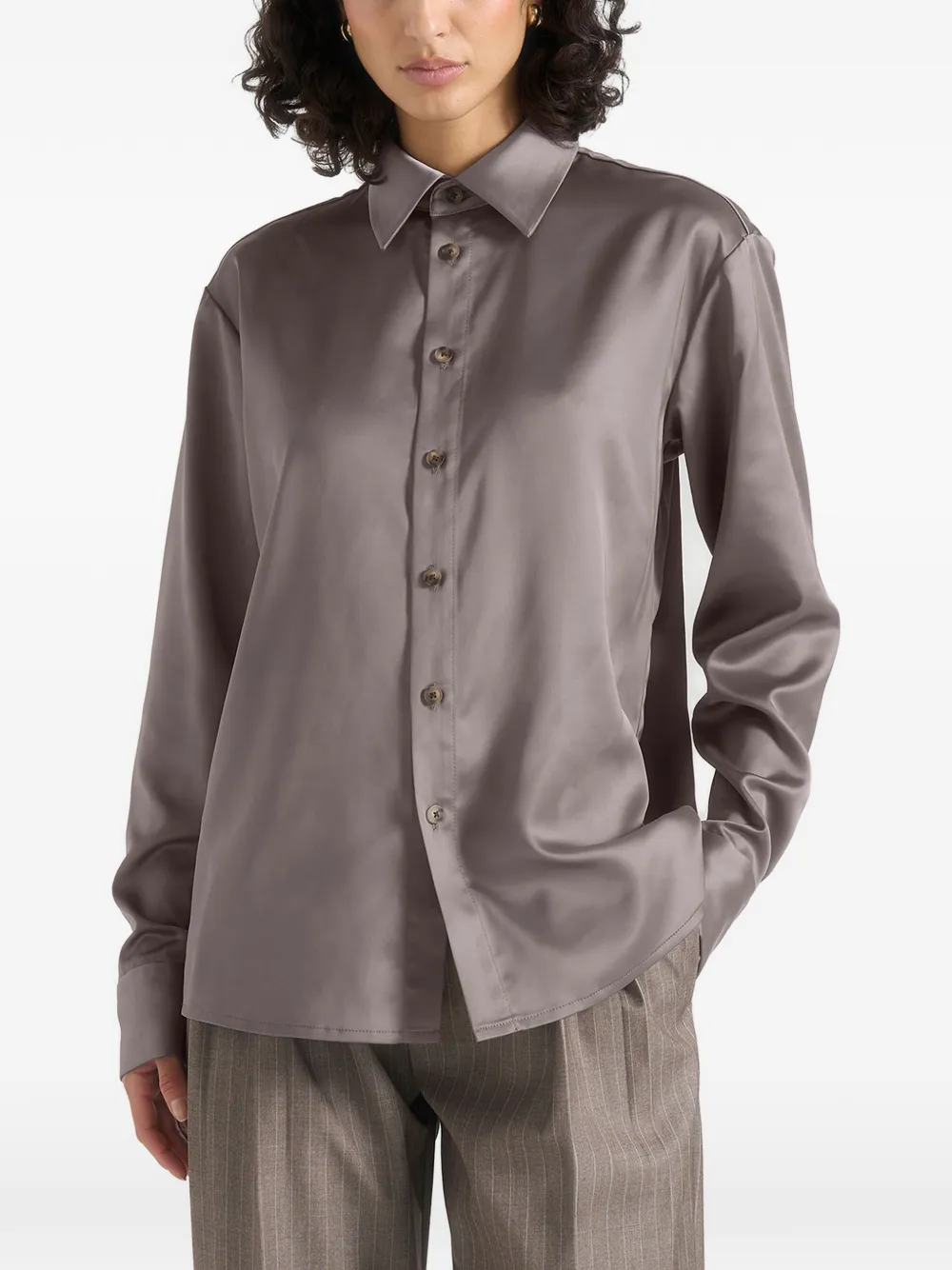 Manière De Voir Carter oversized satijnen shirt Grijs