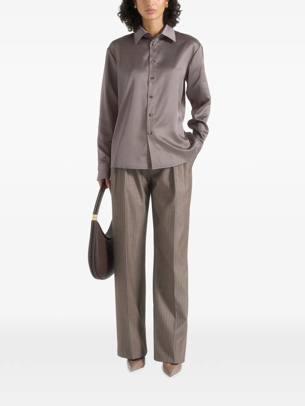 Manière De Voir Carter oversized satijnen shirt Grijs
