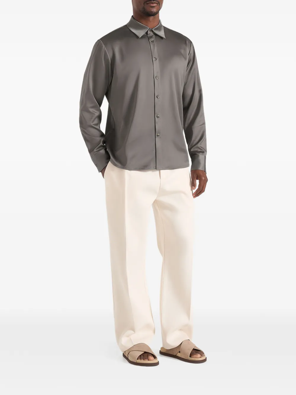Manière De Voir Carter oversized satijnen shirt Grijs