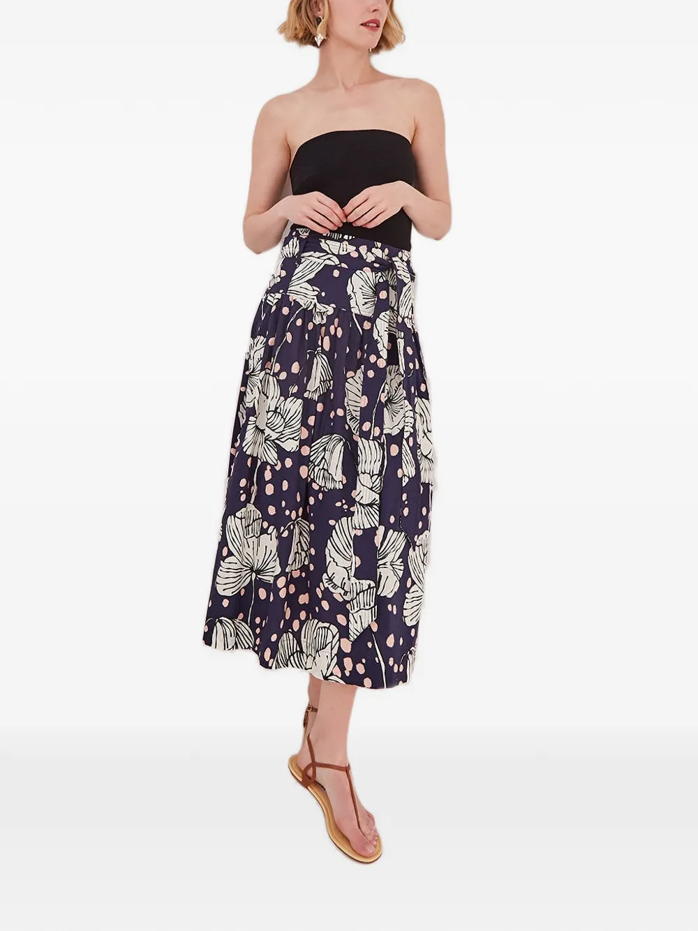 Cara Jiya gelaagde midi-rok met bloemen-print Blauw