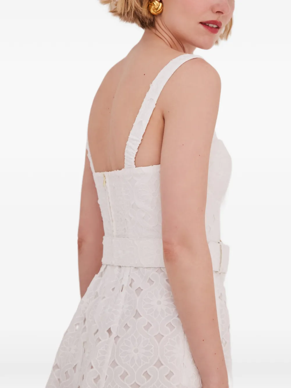 Cara Calypso bustier midi-jurk met ringlets Wit