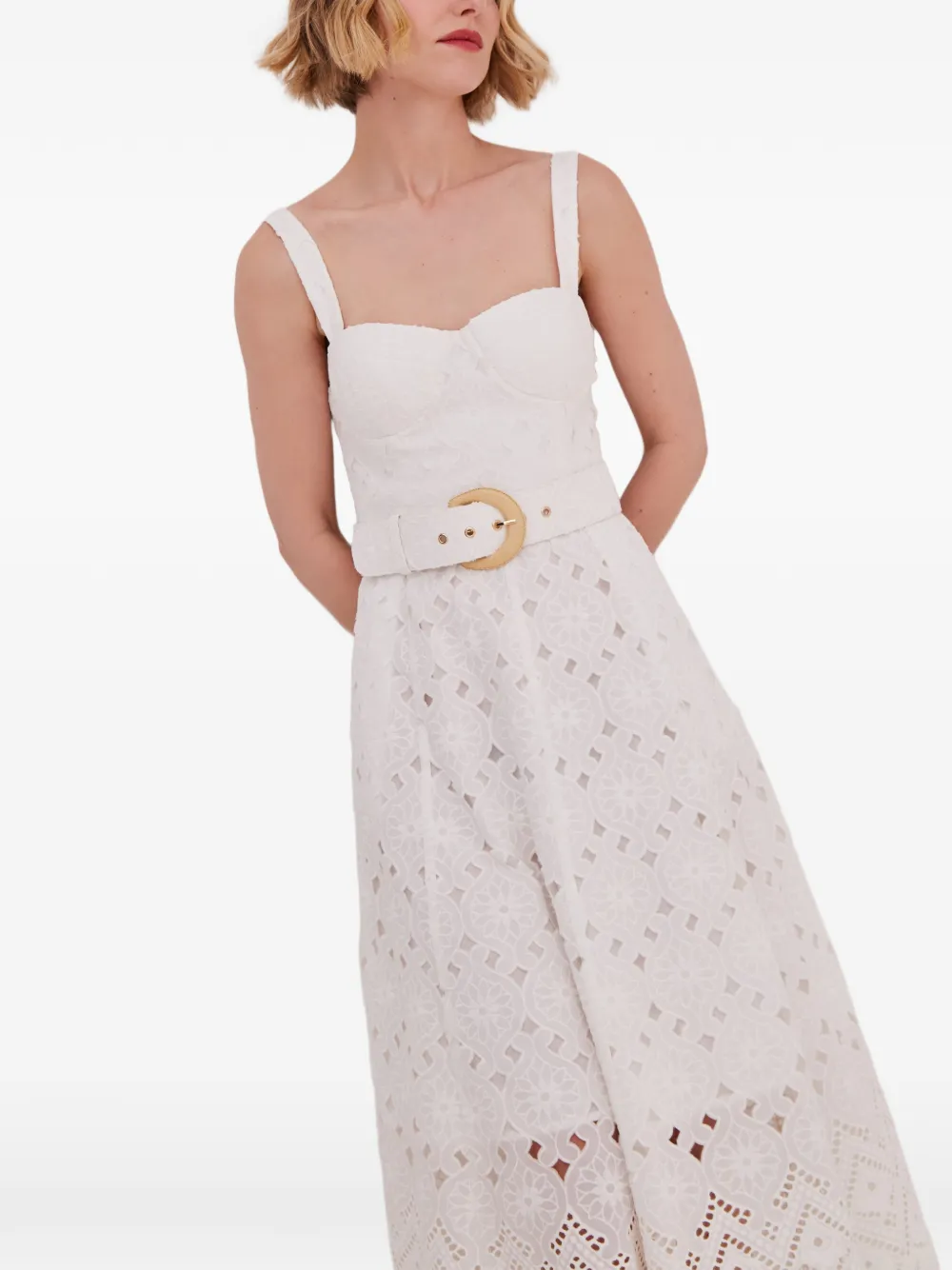Cara Calypso bustier midi-jurk met ringlets Wit