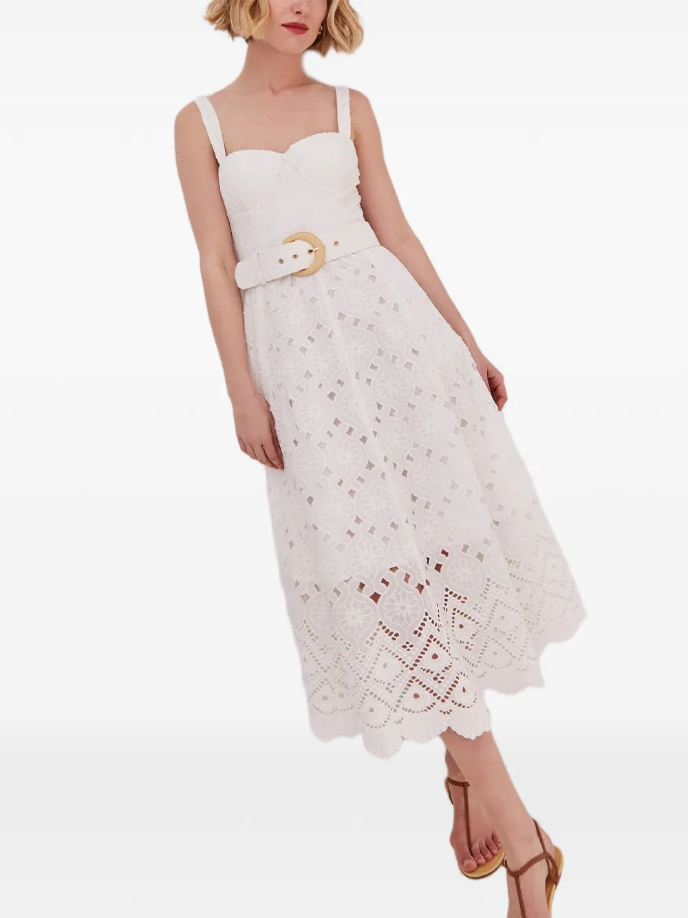 Cara Calypso bustier midi-jurk met ringlets Wit