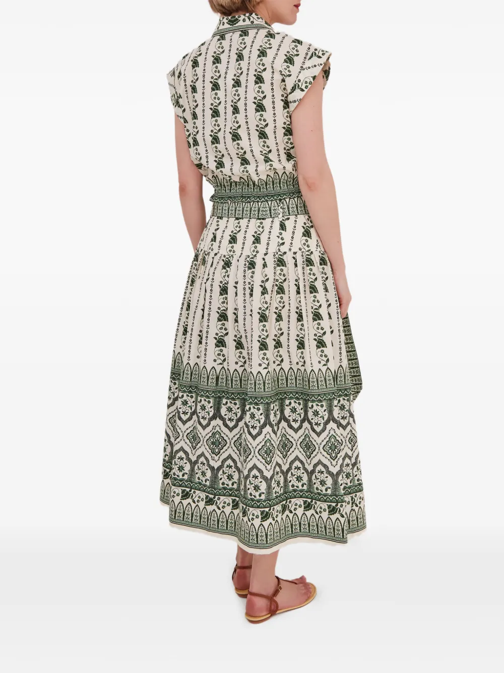 Cara Jiya gelaagde midi-rok met bloemen-print Groen