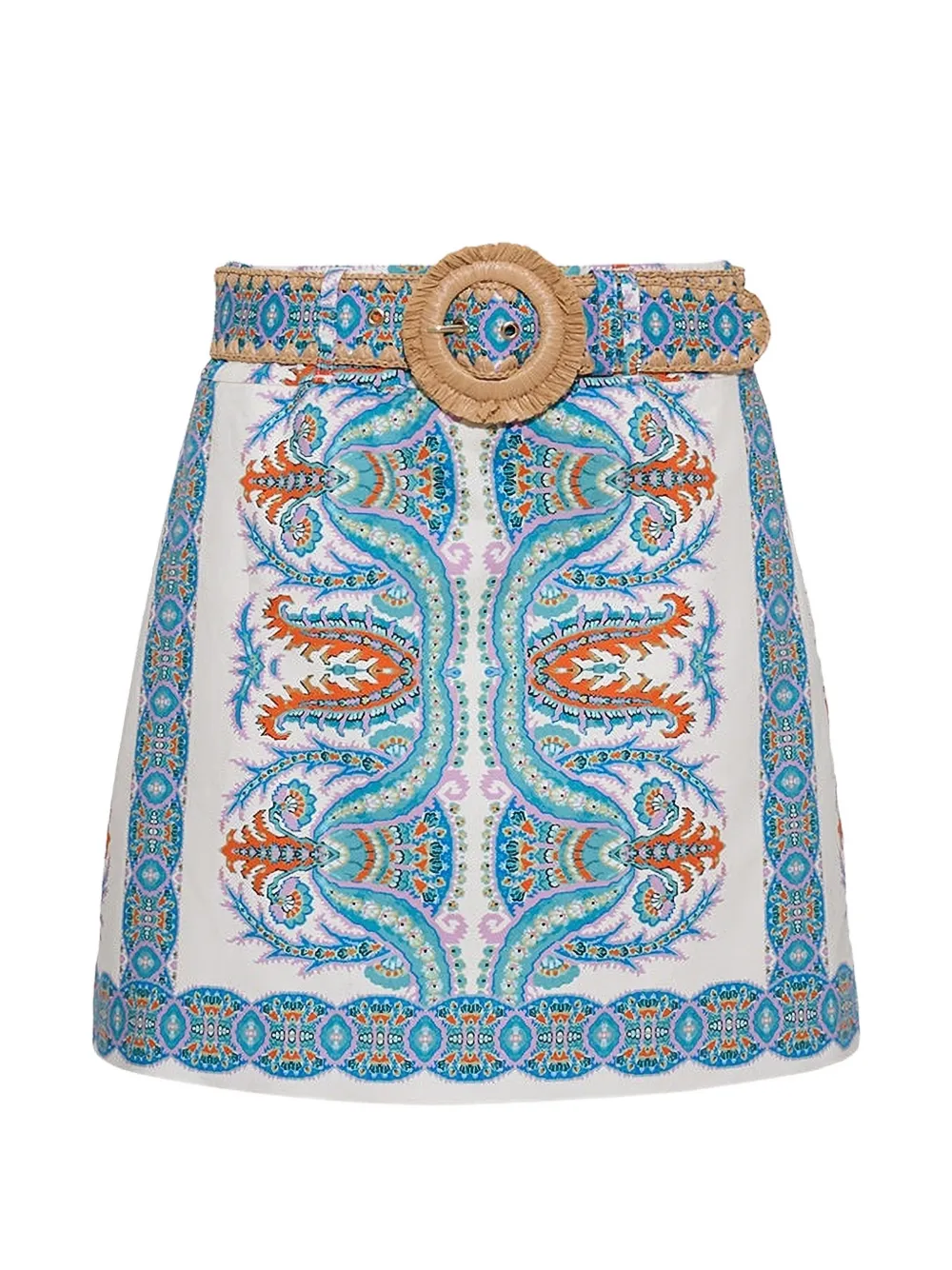 Cara Cara Blaze belted paisley-print mini skirt - Bianco