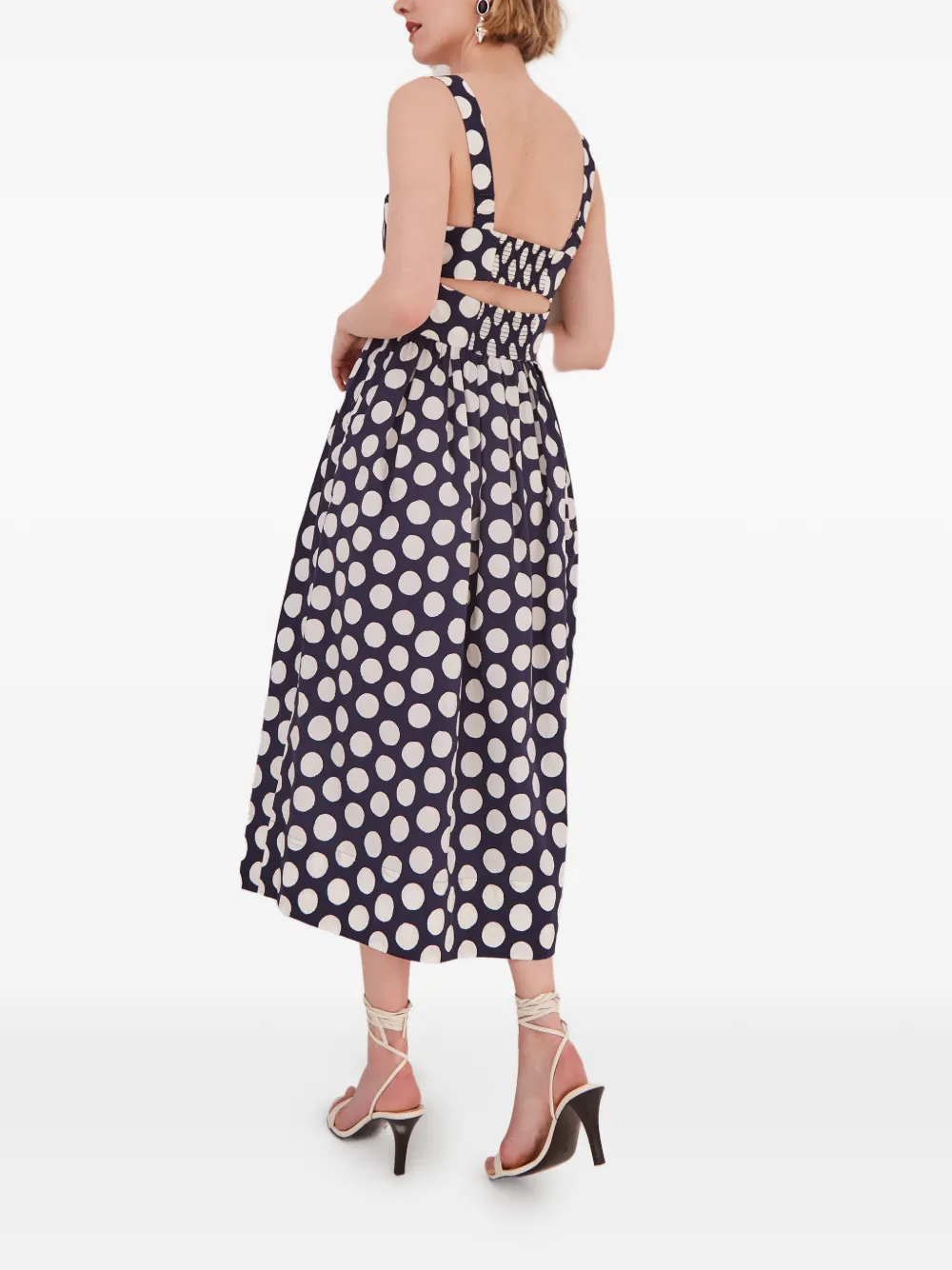 Cara Clover midi-jurk met stippen Blauw