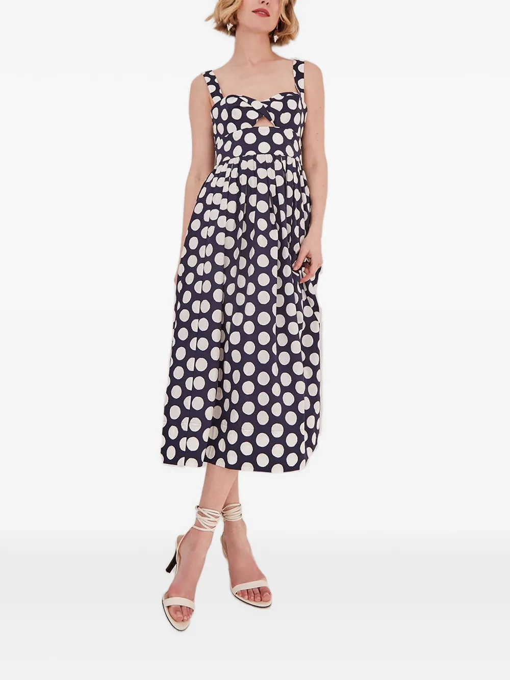 Cara Clover midi-jurk met stippen Blauw
