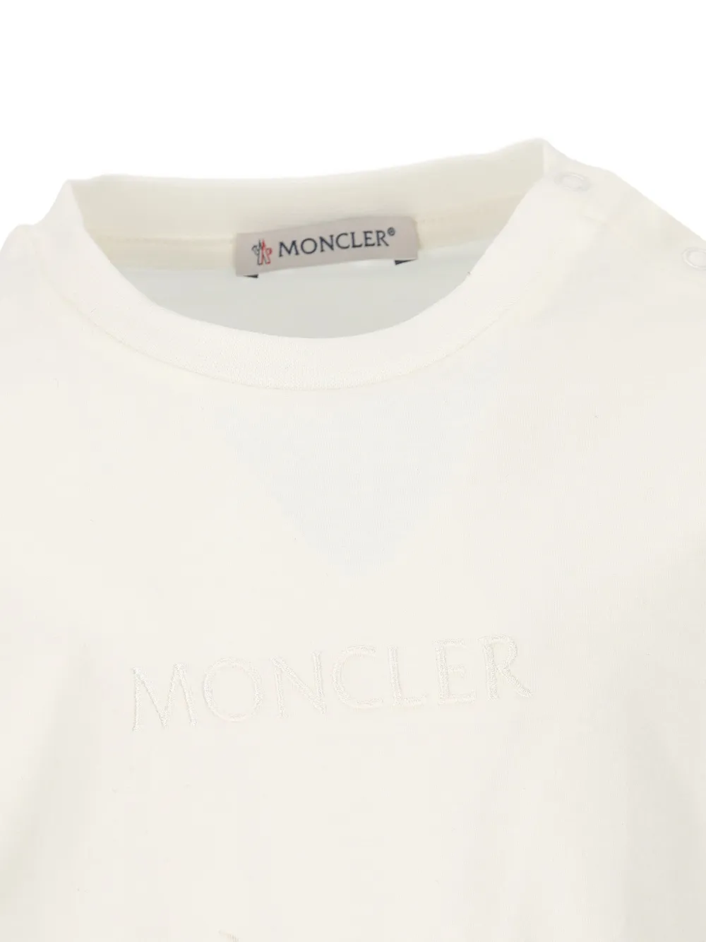 Moncler Enfant T-shirt met geborduurd logo en schouderknoop Wit