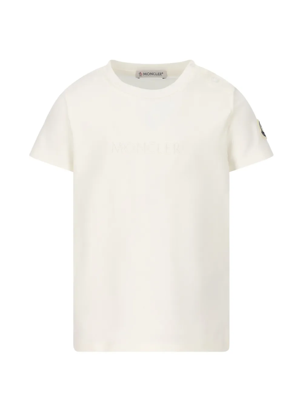 Moncler Enfant T-shirt met geborduurd logo en schouderknoop Wit
