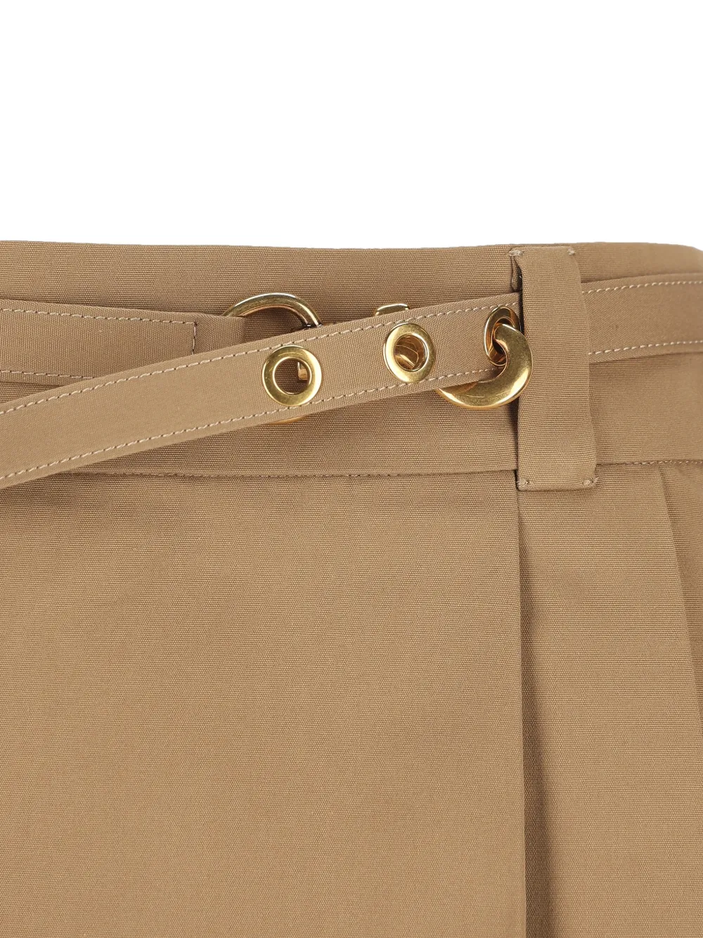 Miu Mini-plooirok met ceintuur Beige