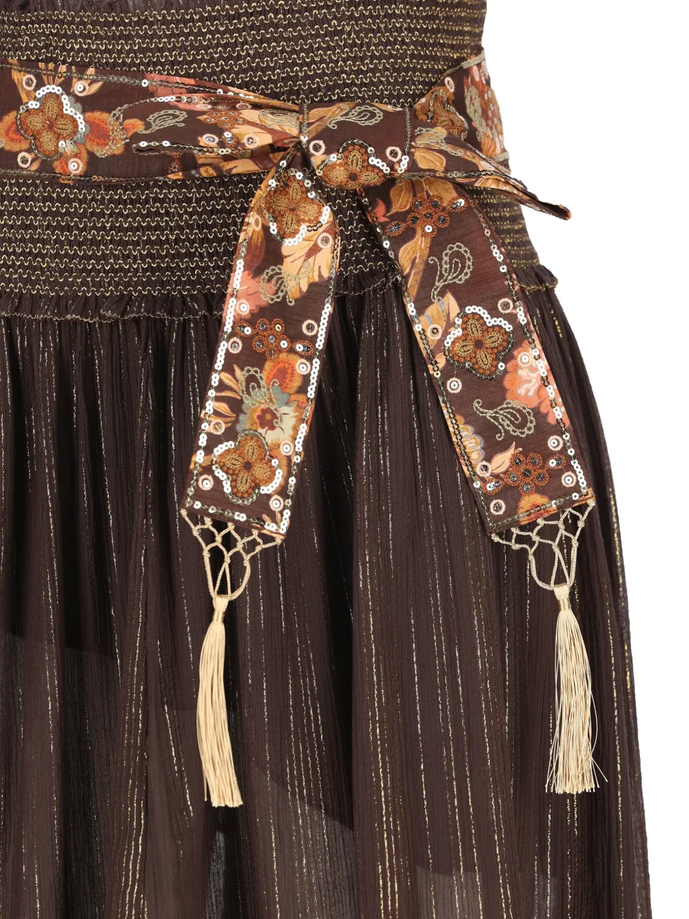 ZIMMERMANN Aster asymmetrische midi-rok met ruches Bruin