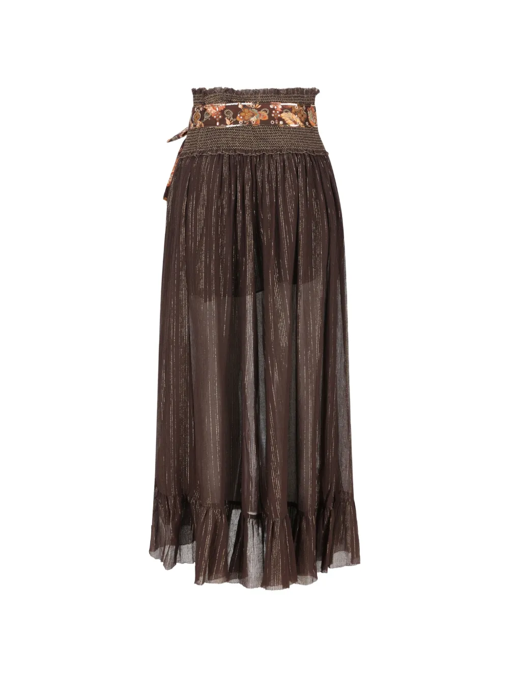 ZIMMERMANN Aster asymmetrische midi-rok met ruches Bruin