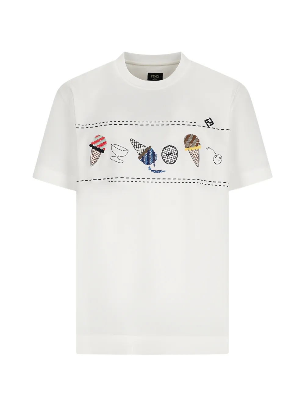 FENDI ice cream-embroidered T-shirt - Weiß