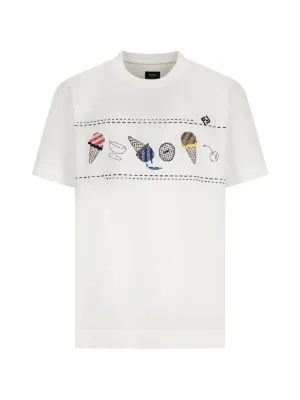 FENDI embroidered-logo Cotton T-shirt | White | FARFETCH RO
