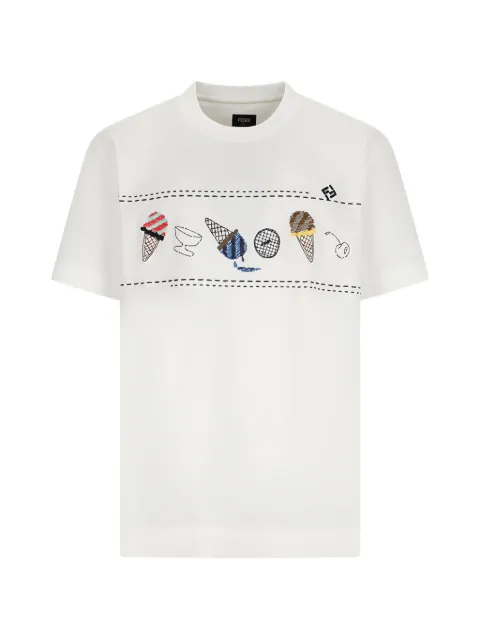 FENDI ice cream-embroidered T-shirt