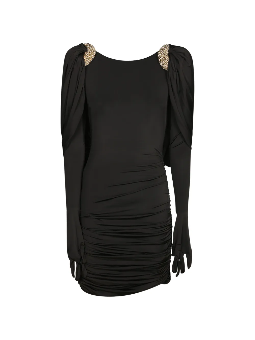 Amen bead-embellished ruched midi dress - Nero