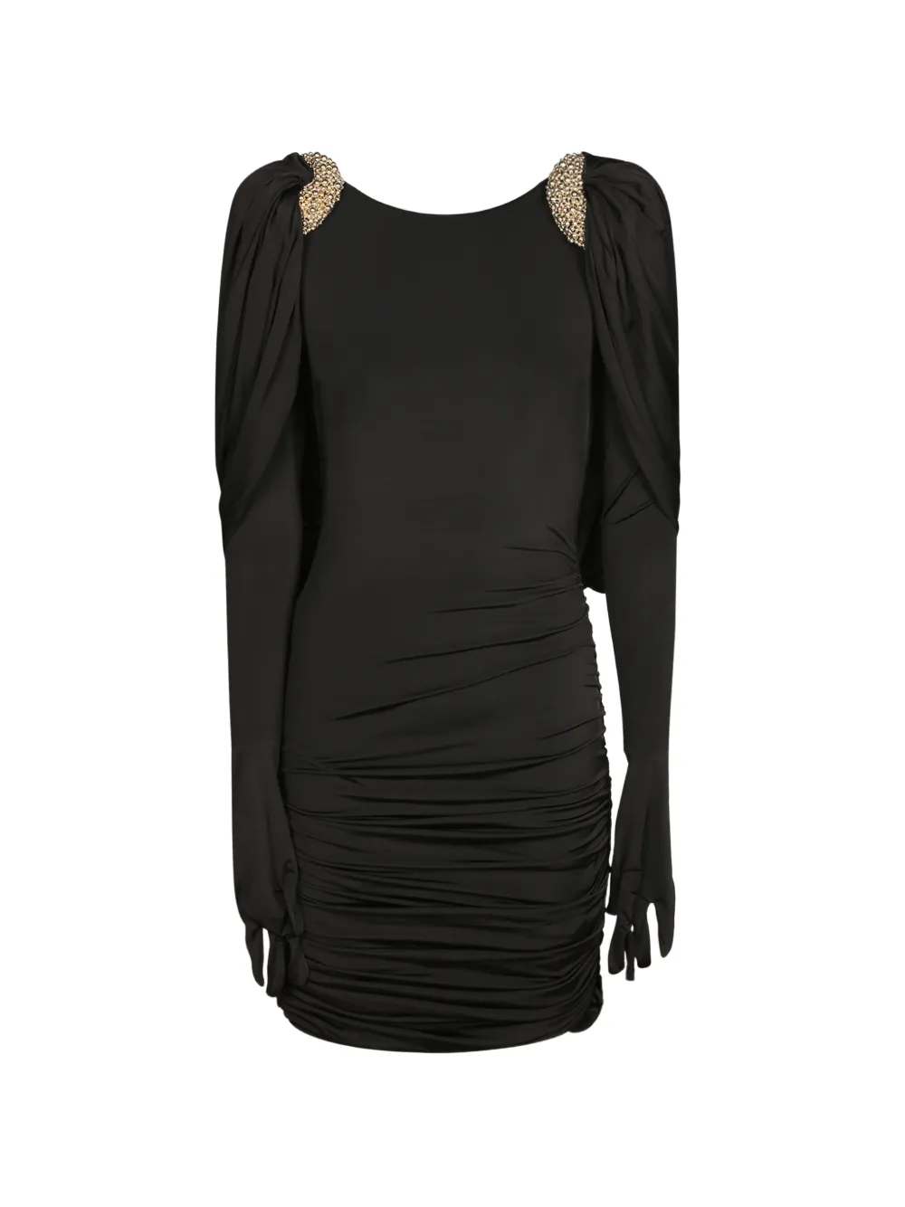 Amen bead-embellished ruched midi dress - Nero