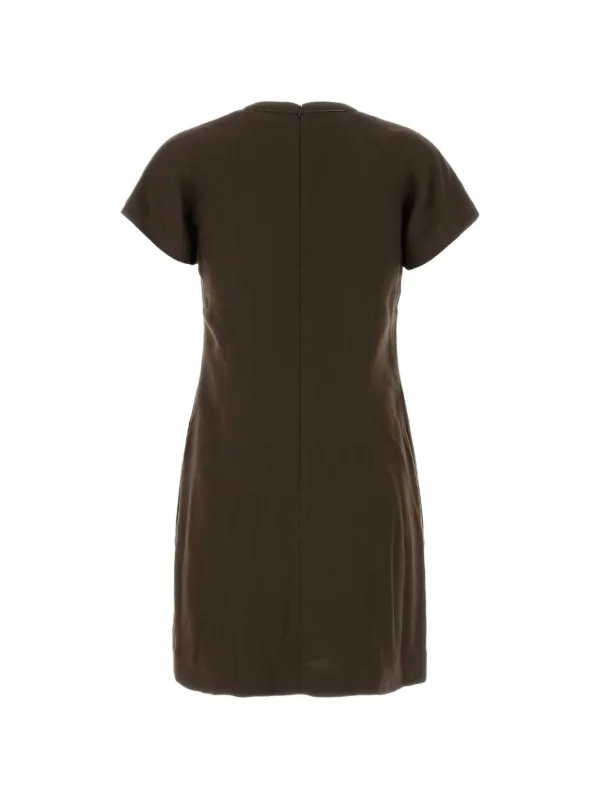 brown short sleeve mini dress Light Coffee Brown Tight Fit Multi Layer Frill Short Sleeve Mini Dress
