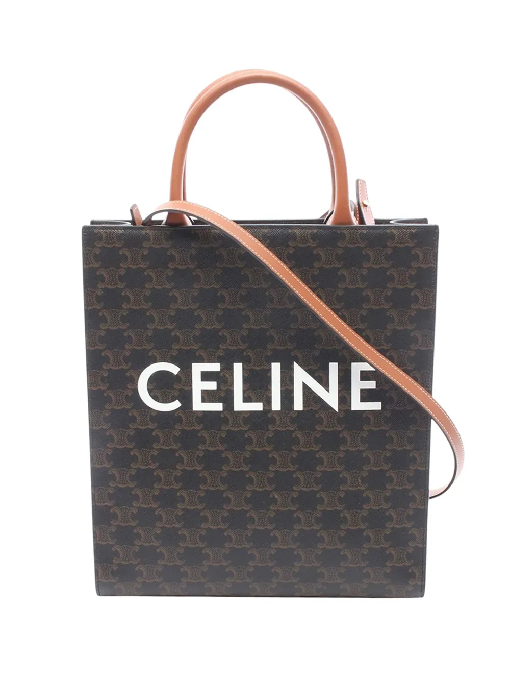 Celine Pre-Owned 2010-2026 Small Triomphe Coated Canvas Vertical Cabas Tote satchel - Marrone
