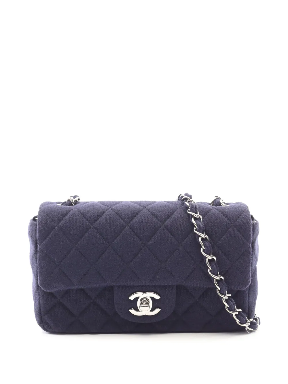 CHANEL Pre-Owned 2014 Mini Rectangular Classic Jersey Single Flap crossbody bag - Blu