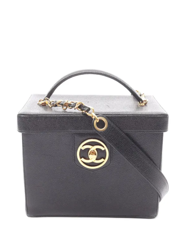 Chanel Pre-owned 1994-1996 CC Caviar Vanity Box Case Satchel in Black