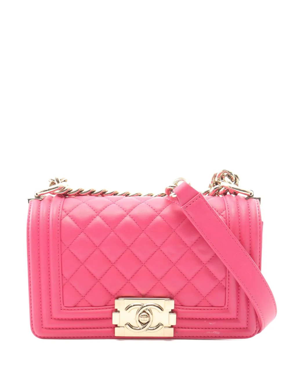 CHANEL Pre-Owned 2017-2018 Small Quilted Lambskin Boy Flap crossbody bag - Rosa