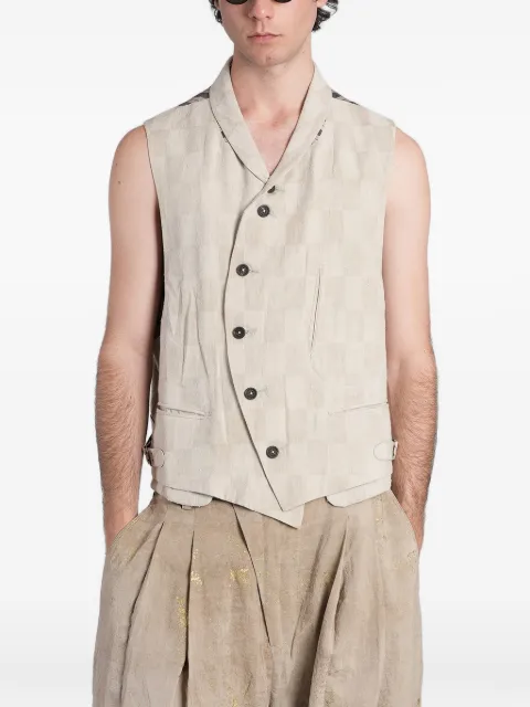 Ziggy Chen check-pattern asymmetric waistcoat