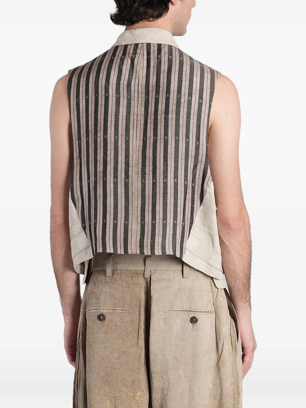 Ziggy Chen Asymmetrisch geruit gilet Beige