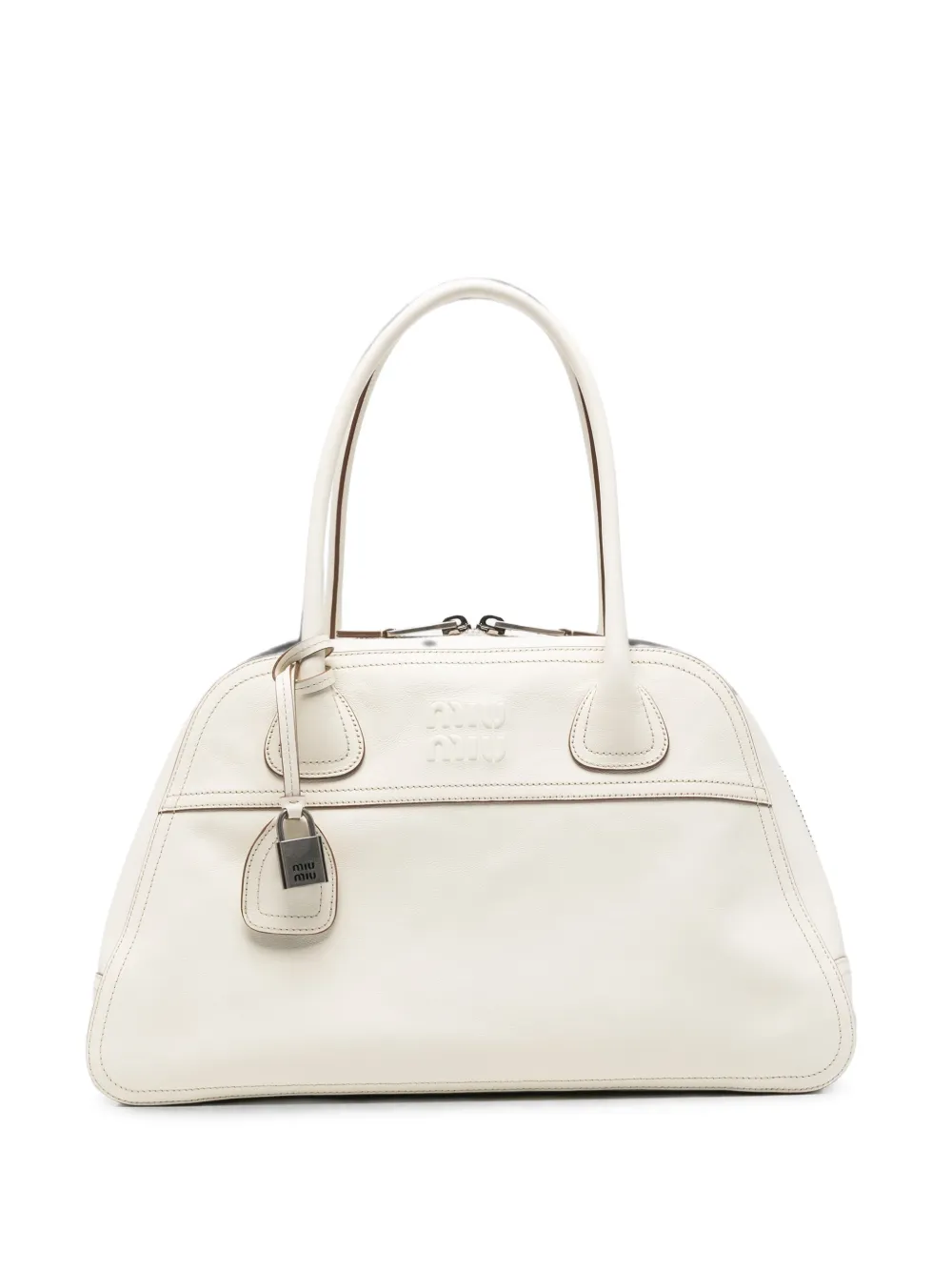 Miu Miu logo-embossed leather shoulder bag - Weiß