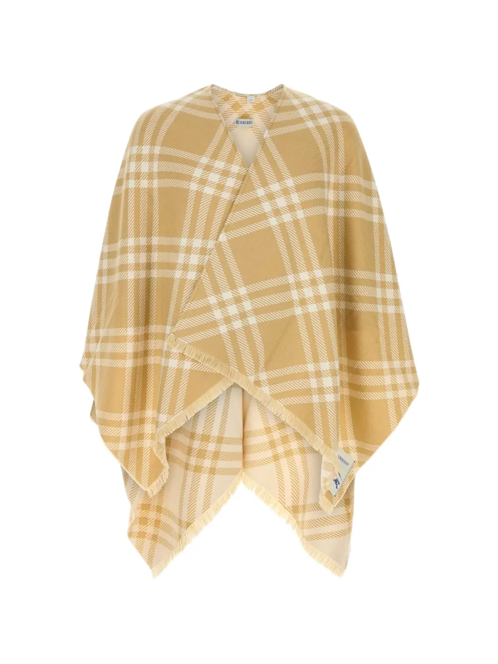Burberry check-pattern fringed cape - Nude