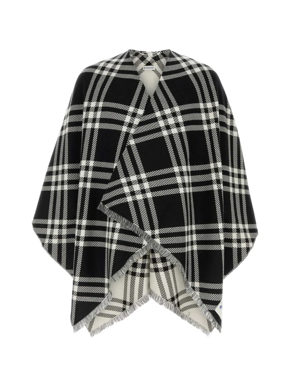 Burberry check-pattern fringed cape - Schwarz