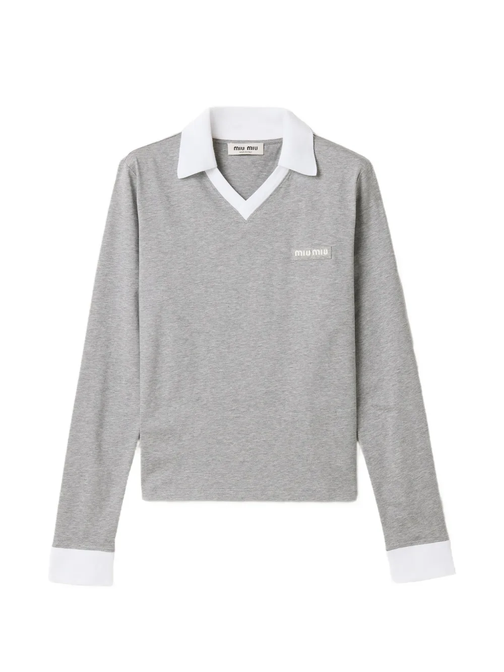 Miu Miu collared long-sleeve T-shirt - Grigio