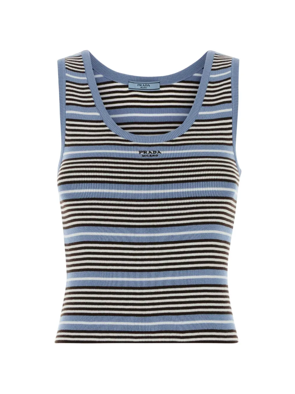 Prada striped embroidered tank top - Weiß