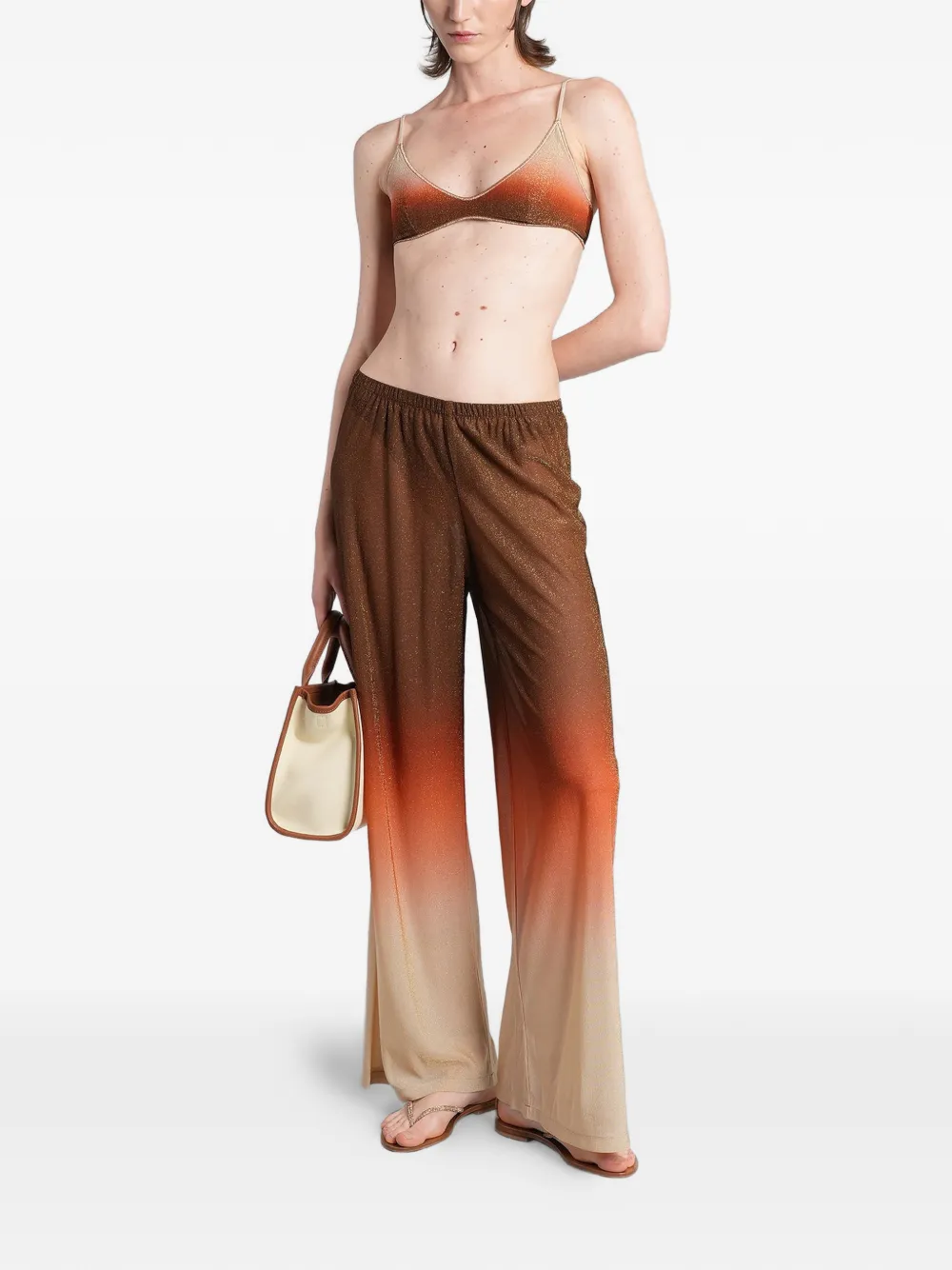 MC2 Saint Barth Amalia palazzo broek met ombré-effect en glitters Bruin