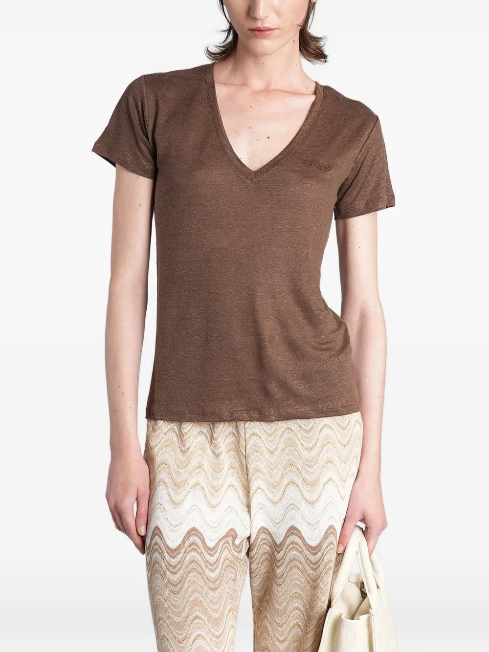 Mc2 Saint Barth Eloise Cotton T-shirt In Brown