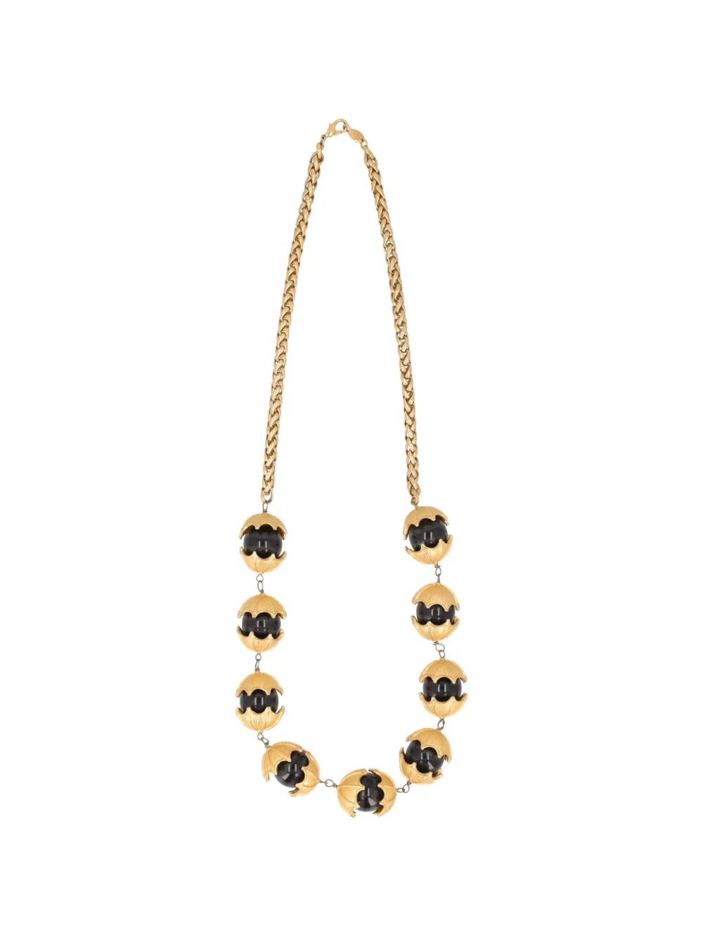 Vintage 1970s-1980s beaded curb-chain necklace - Gold