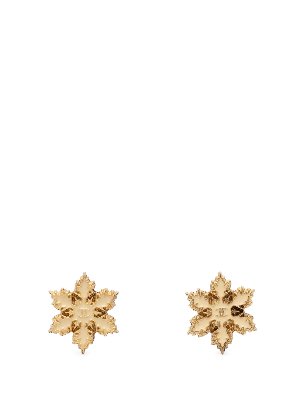 CHANEL Pre-Owned 2001 CC Gold Plated Enamel Snowflake Push Back Earrings costume earrings - Oro