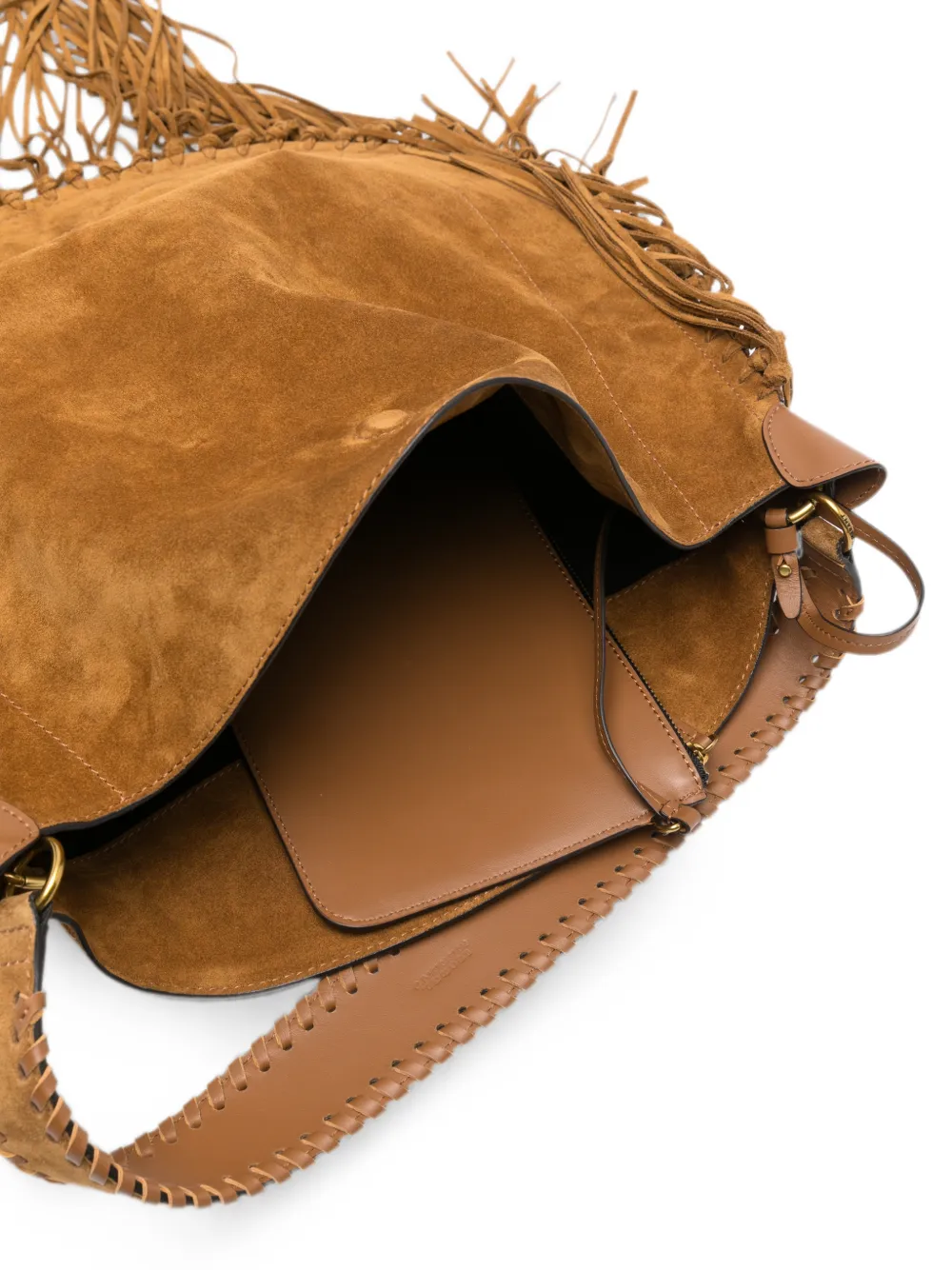 ISABEL MARANT Oskan schoudertas met franje Beige