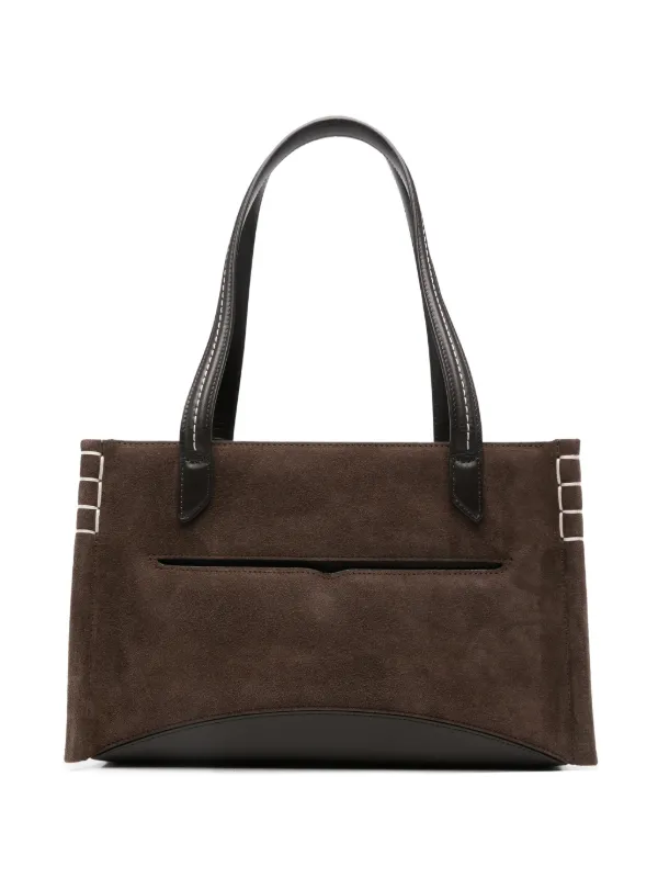 JW Anderson Contrast-stitch Suede Tote Bag in Brown