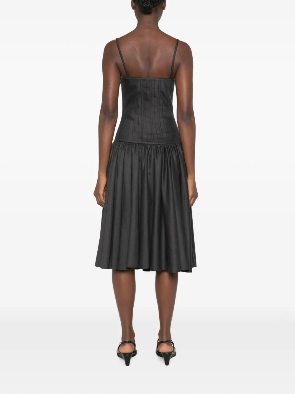 Jean Paul Gaultier Mouwloze midi-jurk met kegelvormige cup Grijs