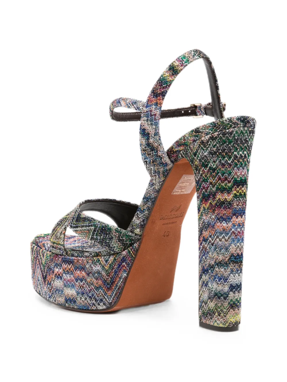 Missoni zigzag-knit heeled sandals Blauw