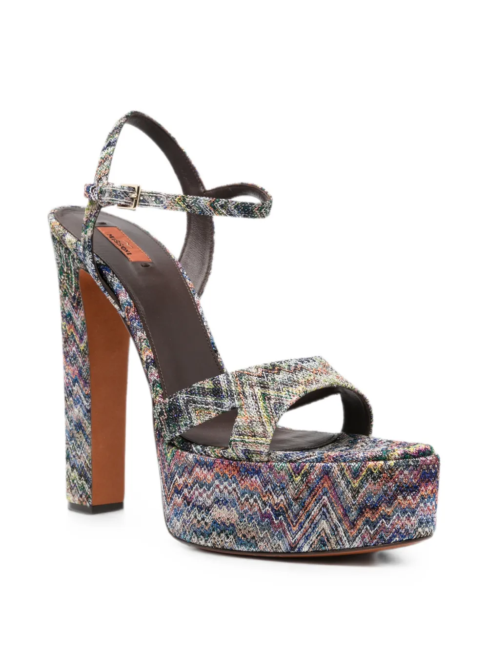 Missoni zigzag-knit heeled sandals Blauw