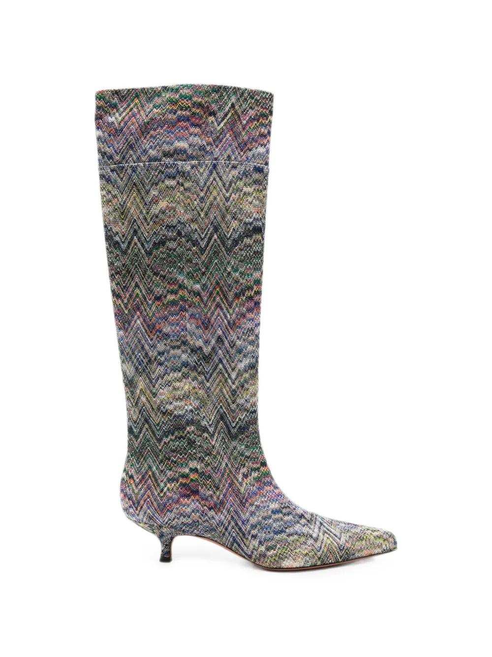 Missoni Zigzag-knit Kitten-heel Boots In Multi