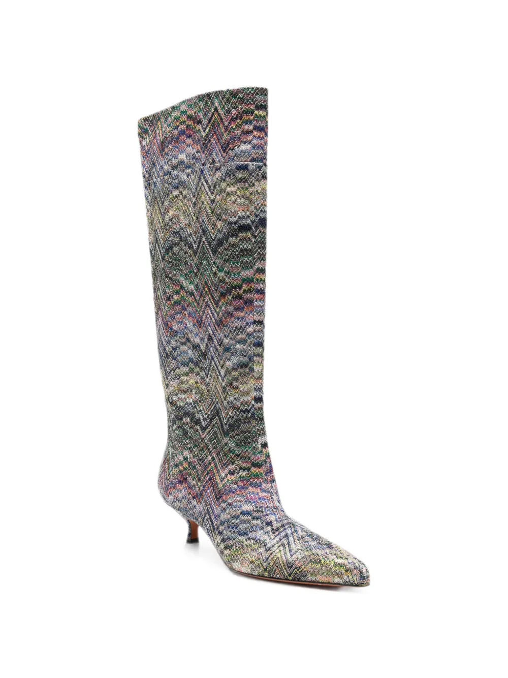 Missoni zigzag-knit kitten-heel boots Blauw