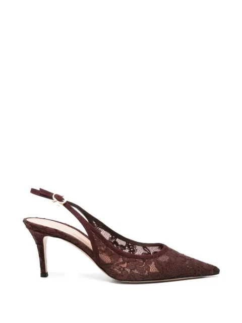Gianvito Rossi Claudia Sling 70 lace-panelling heeled pumps