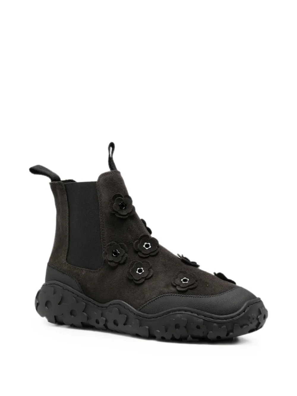 Cecilie Bahnsen floral-appliqué suede ankle boots Bruin