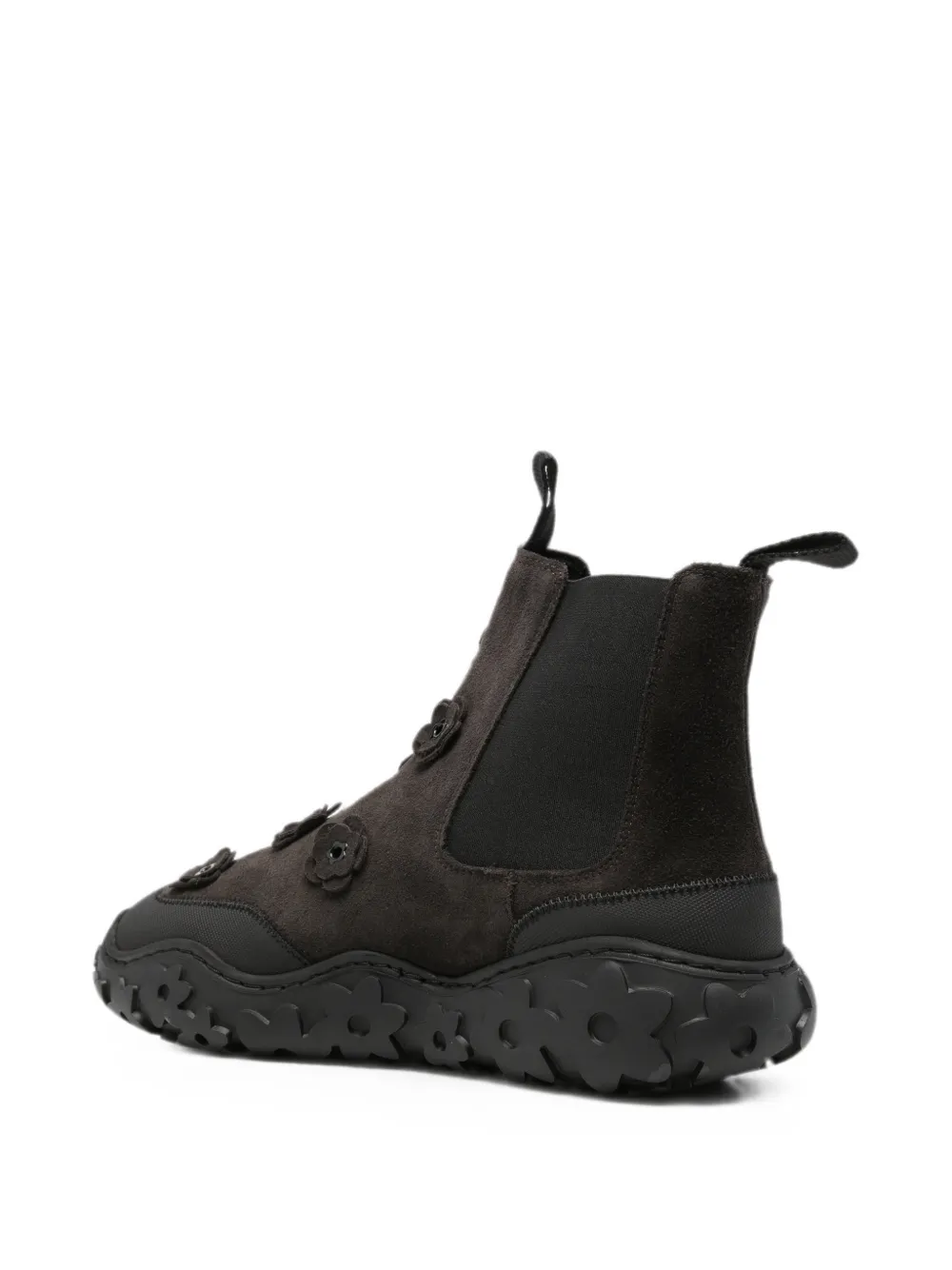 Cecilie Bahnsen floral-appliqué suede ankle boots Bruin